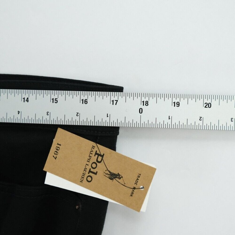 Polo Ralph Lauren Sz. 32 Black Slim Straight Split Hem Jeans 34x33 Western $198 - Picture 7 of 11